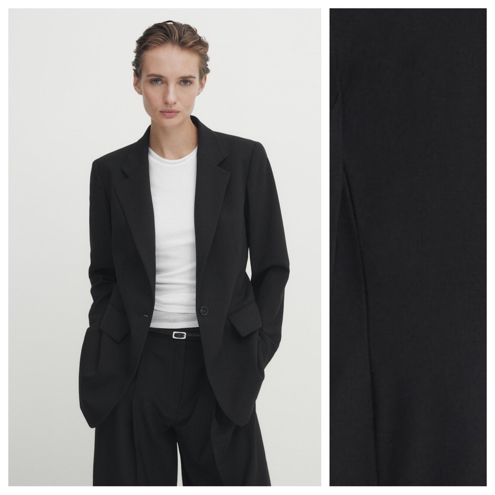 NWT. Massimo Dutti Navy Blue Cool Wool Blend Suit Blazer. Size 6.